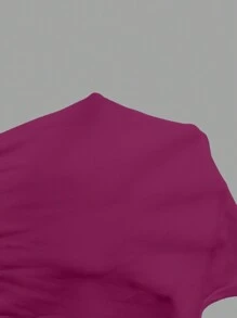 INAWLY Camiseta casual de manga corta y cuello redondo para mujer, recortada y de unicolor para verano - Rojo violeta - Ver 7