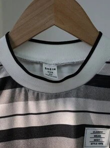 SHEIN Young Boy Summer New Casual Stylish Striped Short Sleeve 2 In 1 T-Shirt