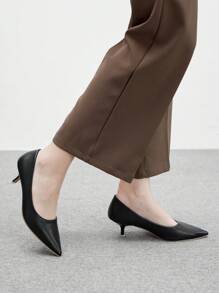 CUCCOO BIZCHIC 女士尖头细跟小猫跟鞋黑色简约通勤时尚办公室高跟鞋 - 黑色 - 查看 3