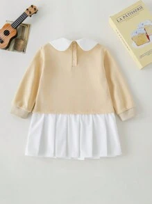 PrepCrw Young Girls Apricot Color Fitted 2-In-1 Dress, Spring/Summer