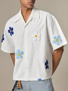 SWAVVY Camisa casual de manga corta y ajuste holgado, para uso diario y escuela, para hombres jóvenes