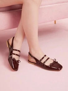 CUCCOO DOLLMOD Mocasines planos casuales con decoración de lazo, estilo de chica escolar japonesa para mujeres