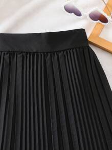 女孩休闲百搭褶皱迷你裙，适合上学、通勤、运动、度假、夏季、旅行