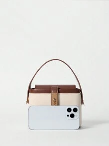 Bolso cuadrado de moda simple para uso diario femenino, compras, viajes, universidad, minimalista, ligero, contraste de color con correa ajustable, bolso de hombro cruzado para mujer para negocios/traslados/trabajo/oficina, esencial para chica, adolescente, estudiante universitaria, mujer de estilo empresarial casual, perfecto para oficina, negocios y trabajo