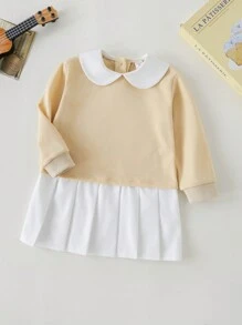 PrepCrw Young Girls Apricot Color Fitted 2-In-1 Dress, Spring/Summer