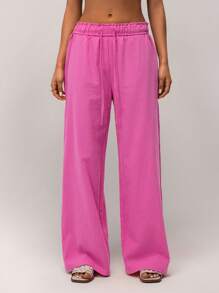 SHEIN Forever 21 Spring New Low-Waist Style Fold Waistband Leisure Ladies Pants - Pink - View 4