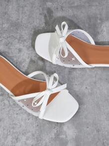 SHUZIA Sandálias Planas Respiráveis de Malha Confortáveis para Mulheres - Branco - Visão 6