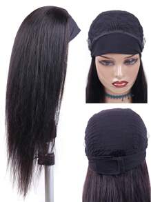 Headband Wig Human Hair Straight For Women Glueless None Lace Front Human Hair Headband Wig Brazilian Virgin Hair Machine Made Human Hair Wigs - Natural Black - View 7