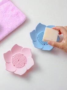Estante para almacenar jabón con diseño de loto, caja de jabón creativa, caja de jabón para el baño, caja de jabón para estudiantes sin necesidad de taladrar, decoración de baño para el hogar en verano