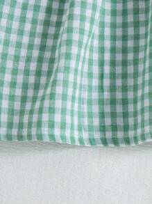SHEIN Conjunto de roupa natalina para bebê menina: blusa xadrez vermelha com bordado de Papai Noel, mangas compridas e modelagem solta, combinada com calça vermelha também em tecido macio. - Verde - Ver 7
