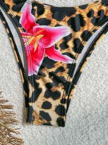 SHEIN Swim Women's Sexy Summer Leopard Floral Print Pants - Multicolor - View 7