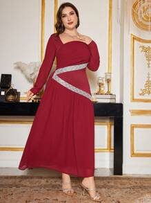 Modelyn Plus Size Mesh Knit Stretchy Bodycon Elegant Dress