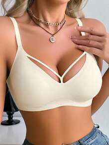 Women's Seamless Soft Support Jelly Cup Sexy Hollow-Out Bra