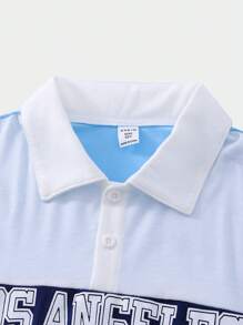 SHEIN 2pcs/Set Tween Boy Color Block Energetic Outfit Short Sleeve T-Shirt And Shorts Set, Suitable For Family Gatherings Or Outdoor Activities, Adding A Highlight To The Child - Multicolor - View 5