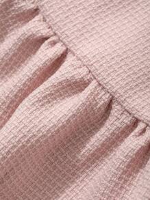 DAZY Women's Casual Solid Color Puff Sleeve Blouse, Summer,Babydoll Top - Pink - View 8