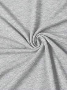 Calvaya Plus Size Slogan Graphic Round Neck T-Shirt Casual Short Sleeve, Regular Fit, Suitable For Spring, Summer And Autumn - Light Grey - View 4