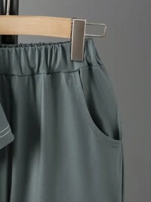 SHEIN 青少年男孩两件套休闲套装、短袖街头风格T恤和户外运动裤 - 彩色 - 查看 5