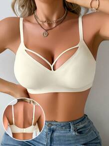 Women's Seamless Soft Support Jelly Cup Sexy Hollow-Out Bra