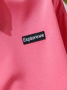 SHEIN 2 件套青少年女孩时尚紫红色上衣和紫红色裤子，休闲装 - 玫紅色 - 查看 5