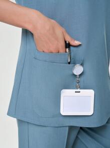 Scrubzie 抗皱短袖立领长款护士服上衣