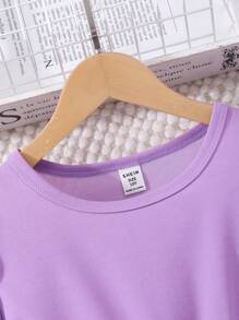 Vestido floral 3D con manga de perla y cinturón para niñas preadolescentes, elegante para el verano - Morado - Ver 7