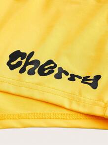 Muchica Women's Letter Print Cami Top And Booty Shorts Co-Ord Set, Sexy Style