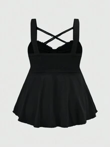 ROMWE Goth Top tipo Tank con adorno de cadena en forma de cruz, estilo gótico punk, para tallas grandes