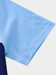 SHEIN 2pcs/Set Tween Boy Color Block Energetic Outfit Short Sleeve T-Shirt And Shorts Set, Suitable For Family Gatherings Or Outdoor Activities, Adding A Highlight To The Child - Multicolor - View 6