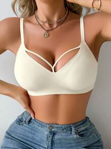Women's Seamless Soft Support Jelly Cup Sexy Hollow-Out Bra