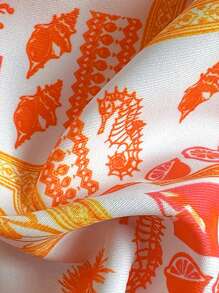 Swim Mod 2pcs/Set Women Summer Multicolor Random Print Spaghetti Strap Bikini Top & High Cut Bikini Bottom