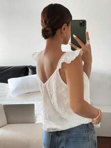 Serisse 女士纯色撞色蕾丝灯笼袖衬衫 - 米色 - 查看 2