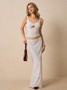 Poéselle Váy suông thời trang tối giản màu trơn cho nữ, mặc hàng ngày - trắng - Xem 7