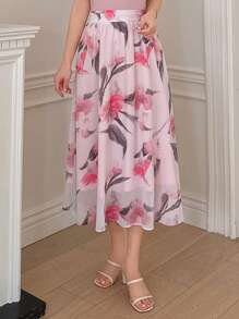 DAZY Floral Print A-Line Elegant Fashion Skirt For Women