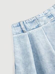 SHEIN Falda mini de jean casual para mujer, uso diario con estilo - Lavado ligero - Ver 4