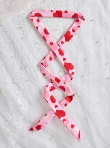 Girls Sweet Casual Solid Color Lotus Ruffle Hem Heart Pattern Short Sleeve Dress - Multicolor - View 7