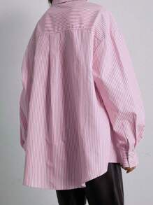 Aveloria Modichic Camisa de mujer con escote de corbata y rayas, estilo holgado y tipo novio, con adorno de lazo, para otoño/invierno, camisas lindas y divertidas