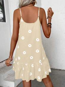 EMERY ROSE Women's Daisy Floral Print Casual Loose Strap Dress