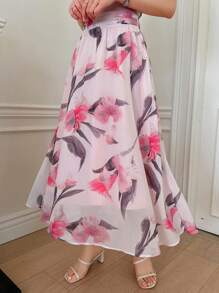 DAZY Floral Print A-Line Elegant Fashion Skirt For Women