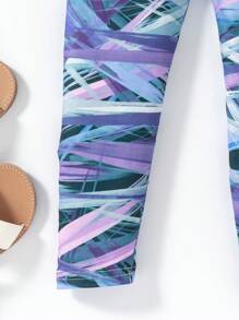 Mallas elásticas y cómodas con estampado creativo para niñas, pantalones pitillo casuales adecuados para deportes al aire libre, , footing