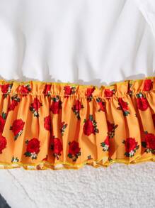 Baby Girl Cartoon Girl Print Round Neck Short Cap Sleeve Cute Dress - Multicolor - View 7