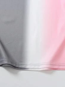 SHEIN 1 pieza Camiseta de cuello redondo de manga corta con degradado para niños, camiseta gráfica con logotipo de streetwear de corte oversize, adecuada para uso casual, caminar, skate, escuela, verano - Multicolor - Ver 3