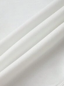 SHEIN Tween 男童蓝白色插肩袖圆领运动衫，带嵌花数字图案，休闲运动套头衫 - 白色 - 查看 6