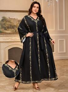 Al Najma 大码女式阿拉伯风格休闲连衣裙，简约时尚，适合日常穿着，端庄