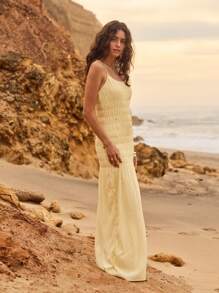 Aralina Valentine's Day Summer Shirred Maxi Dress - Yellow - View 5
