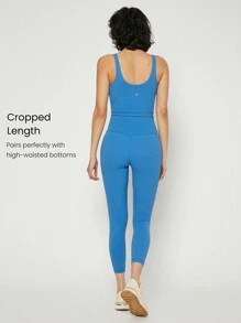 GLOWMODE FeatherFit™ U Back Cropped Active Tank Top Low Impact Yoga Daily - Blue - View 5