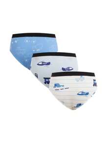 3件套男童牛奶丝印花内裤套装 - 藍色 - 查看 2