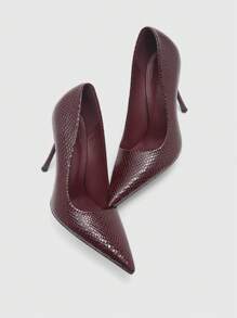 CUCCOO SZL Women's Solid Color Pointed Toe Simple High Heel Pumps, Casual Everyday Wear Spring Shoes Spring Break Easter Prom Heels For Christmas Spring Shoes - Burgundy - View 7