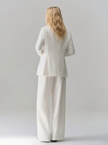 SHEIN Unity Women's Solid Color Casual Loose Blazer - White - View 2