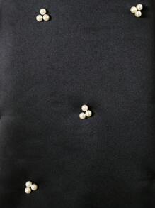 SHEIN Young Girl Cute Peter Pan Collar Bowknot Faux Pearl Decor Loose Sleeveless Dress - Black and White - View 7