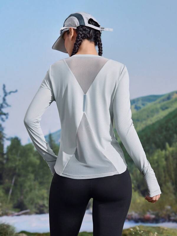 In My Nature In My Nature Women Mesh Patchwork Long Sleeve Casual & Outdoor T-Shirt Hiking Women Clothes